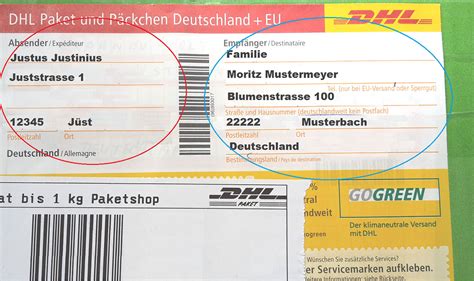 paket beschriftung richtig.